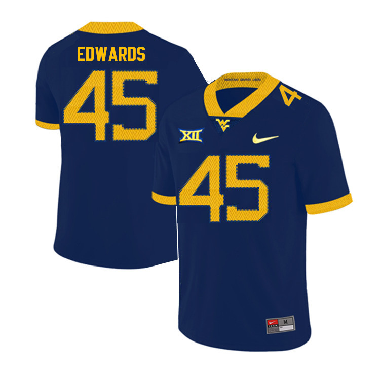 NCAA Men's Jason Edwards West Virginia Mountaineers Navy #45 Nike Stitched Football College Authentic Jersey DO23U13OB